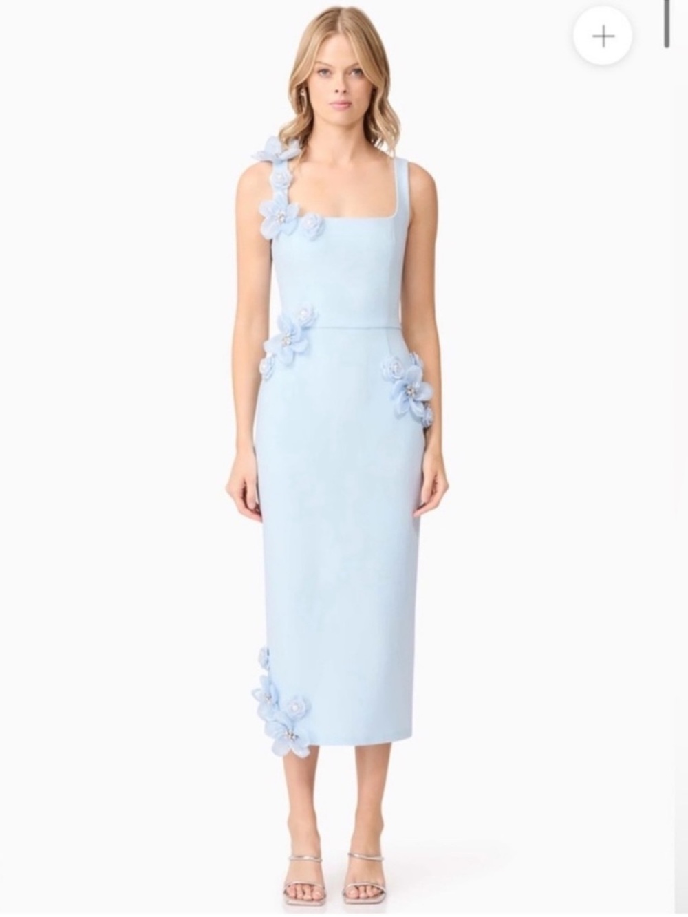 elliatt chantelle blue 3d floral applique fitted midi spring dress size XXL NEW